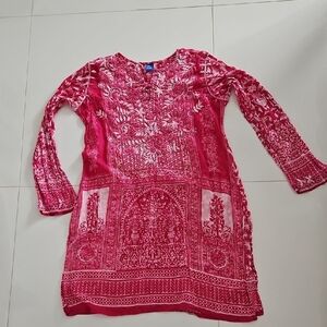 Raj Pink and White Swim Coverup